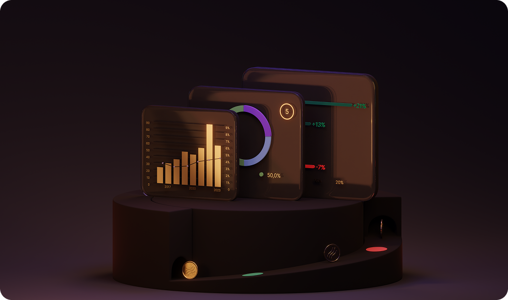 3D-иллюстрация — аналитика и графики